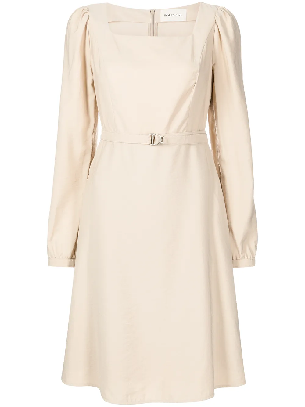 

PortsPURE vestido midi acampanado con cinturón - Marrón