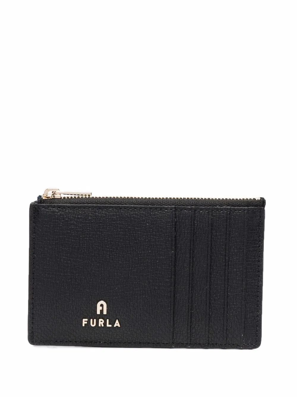 

Furla tarjetero con placa del logo - Negro