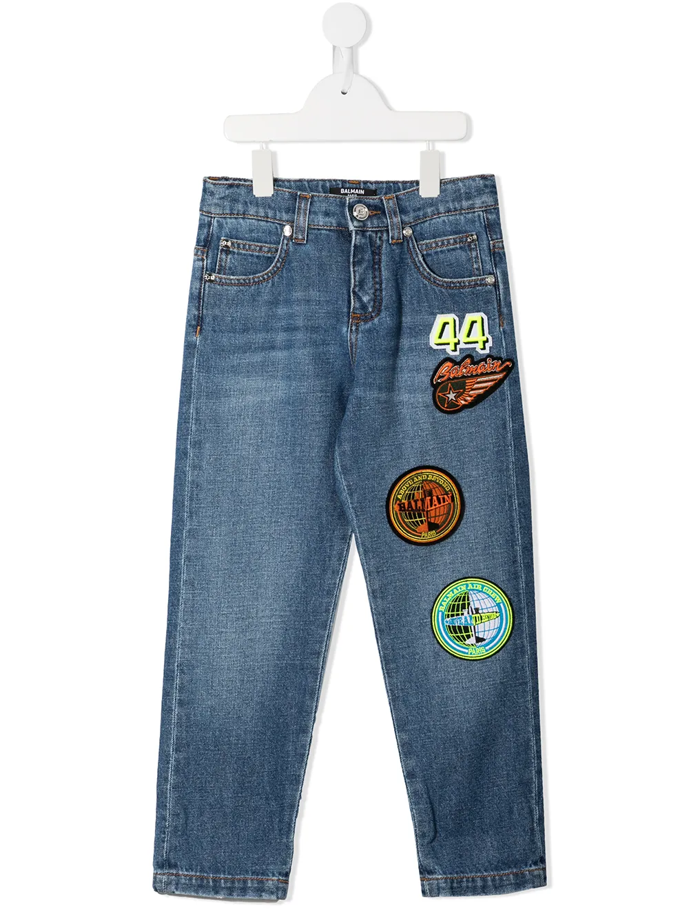 

Balmain Kids jeans con parche del logo - Azul