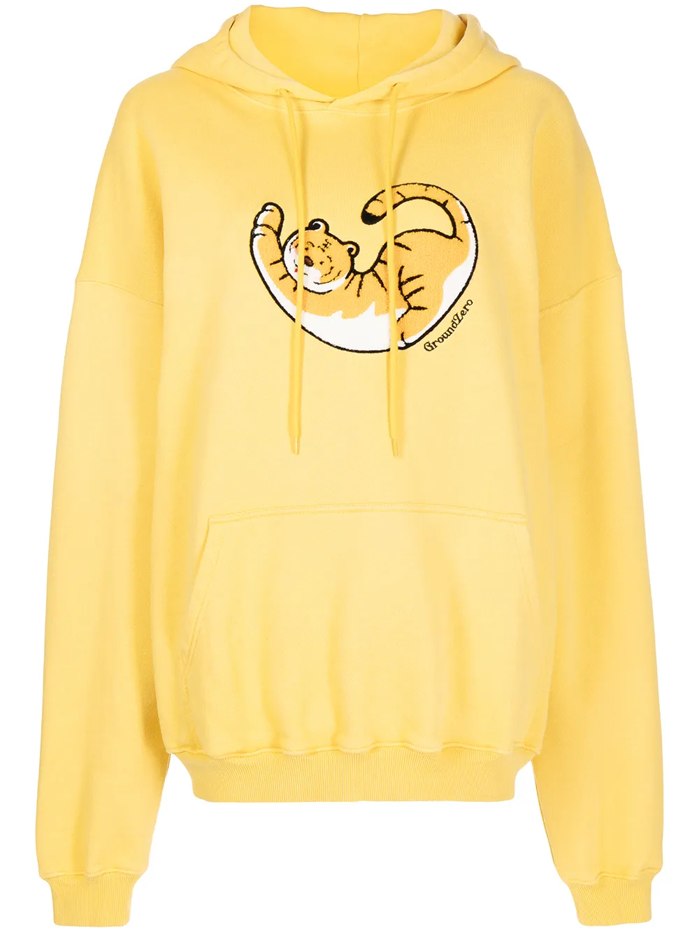 

Ground Zero cat-print hoodie - Yellow