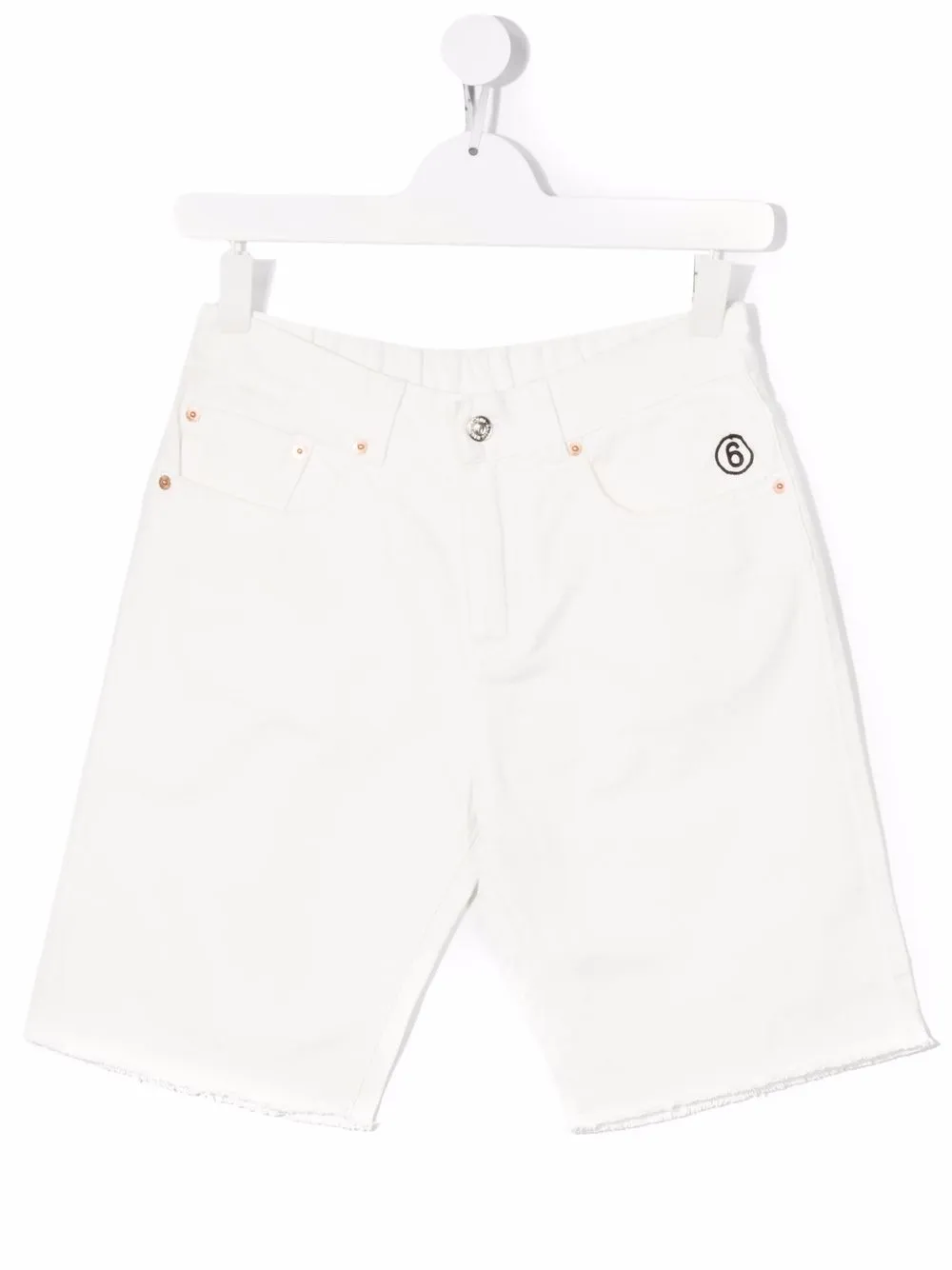 

MM6 Maison Margiela Kids shorts de mezclilla con logo bordado - Blanco