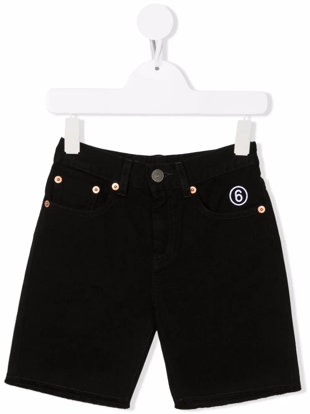 

MM6 Maison Margiela Kids shorts de mezclilla con logo bordado - Negro