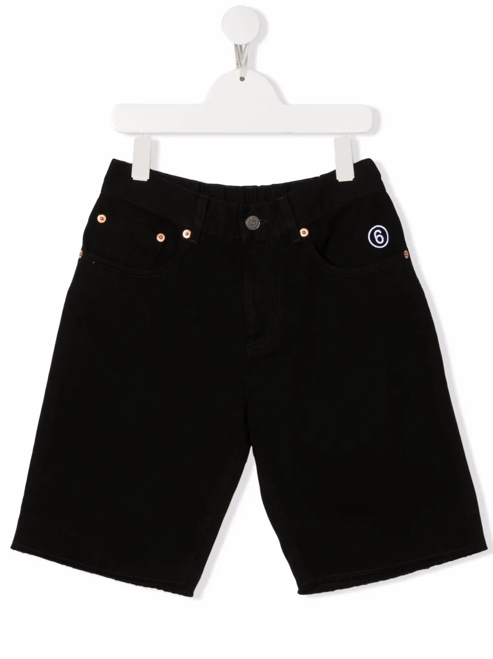 

MM6 Maison Margiela Kids TEEN embroidered logo denim shorts - Black