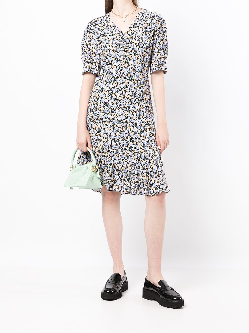 b+ab floral-embroidered V-neck Dresss - Farfetch