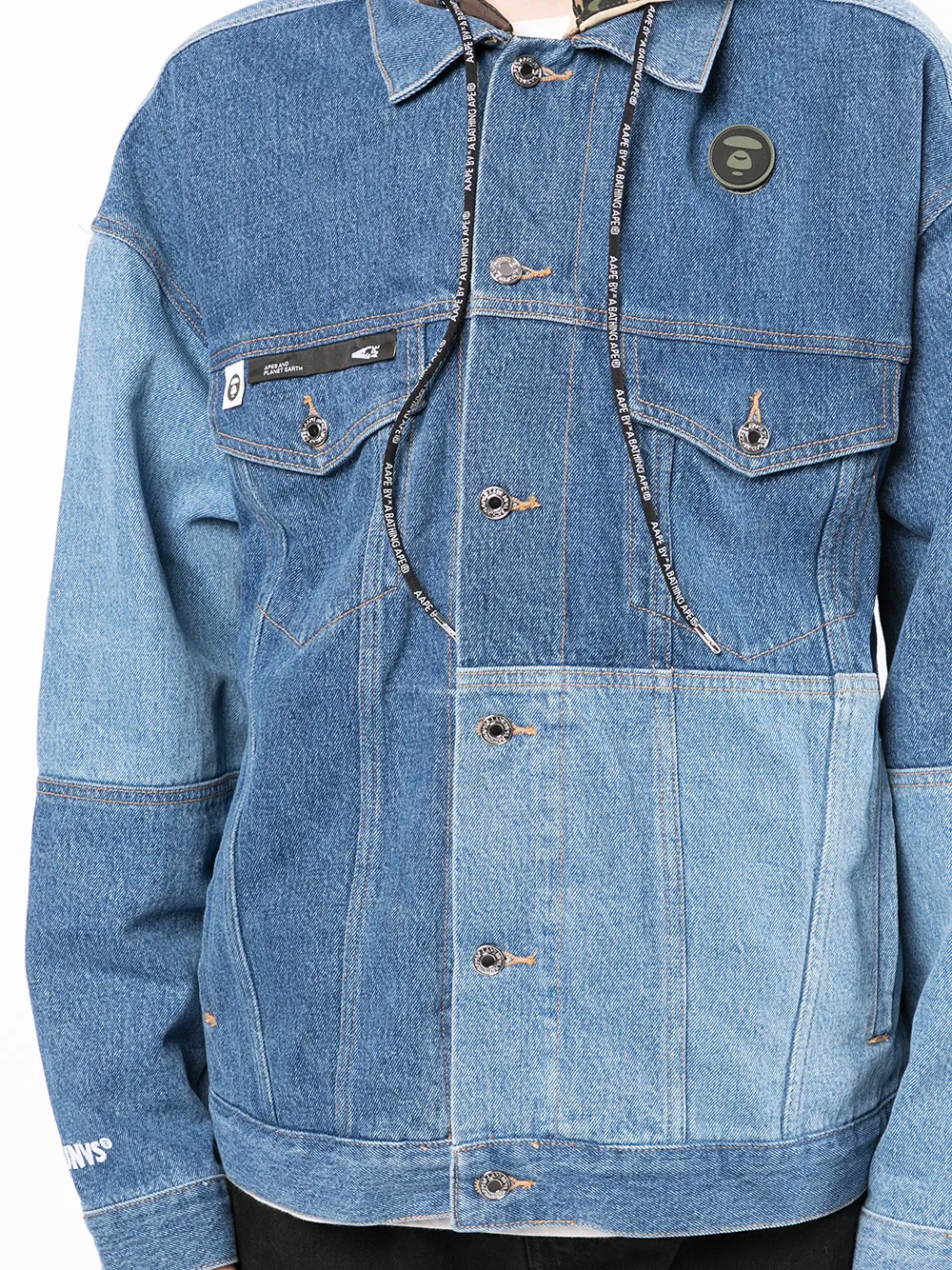 AAPE BY *A BATHING APE® Patchwork Hooded Denim Jacket - Farfetch