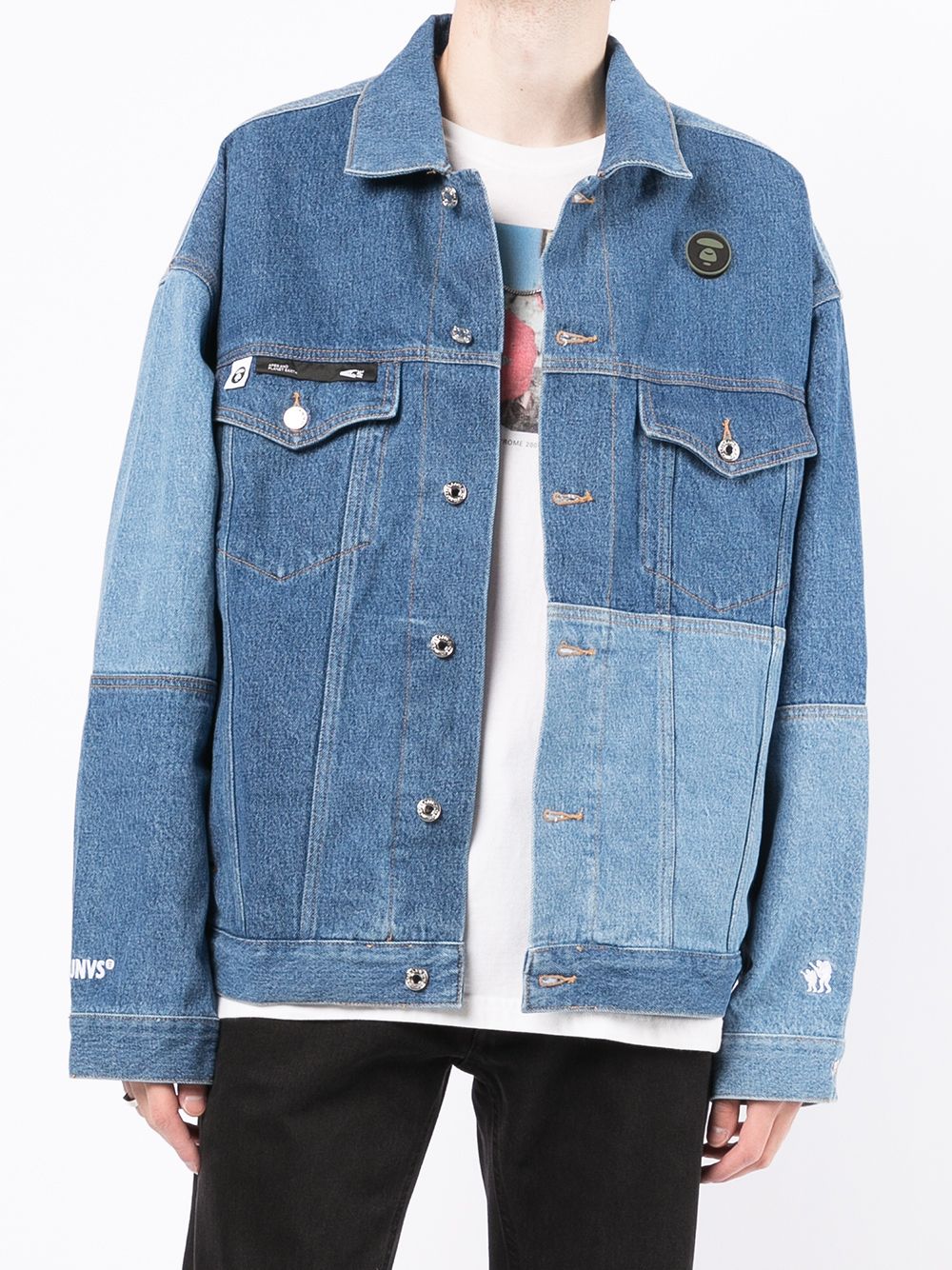 AAPE BY *A BATHING APE patchwork hooded denim jacket Men