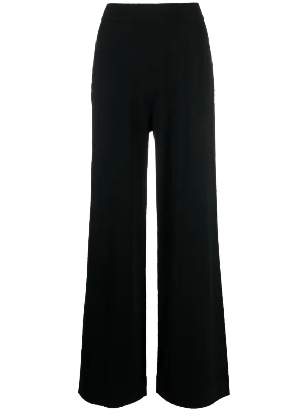 black wide leg knit trousers