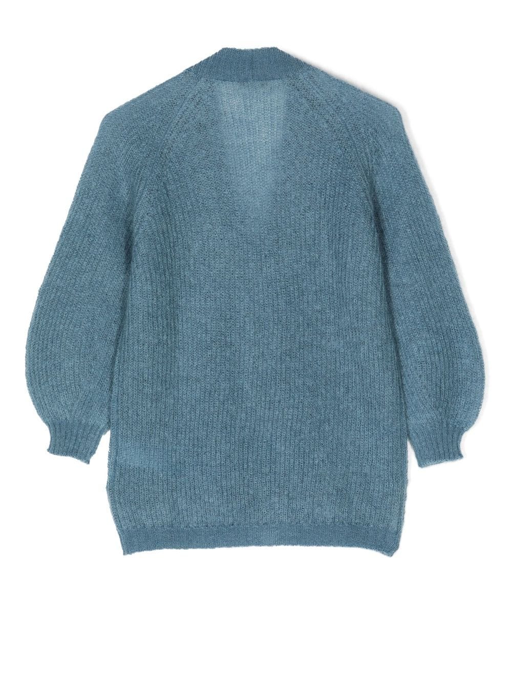 Shop Il Gufo Ribbed-knit V-neck Cardigan In Blue