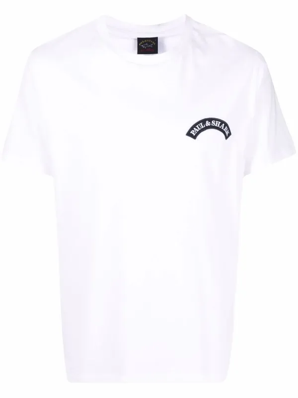 Tシャツ・カットソー PAUL  SHARK Men T Shirts 2441102110A White Paul & Shark Shark Motif T-shirt | White | FARFETCH