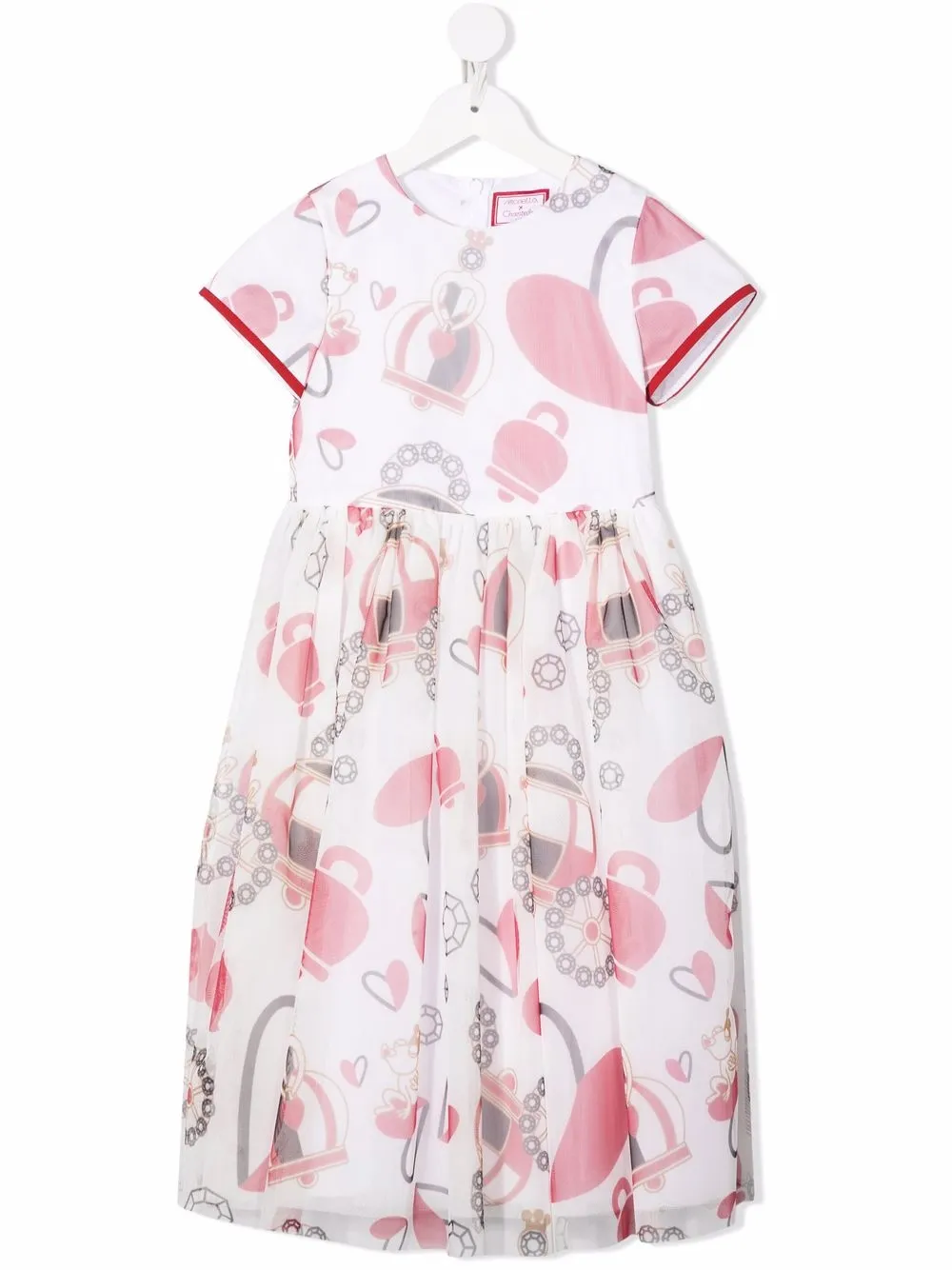 

Simonetta crown print flared dress - White