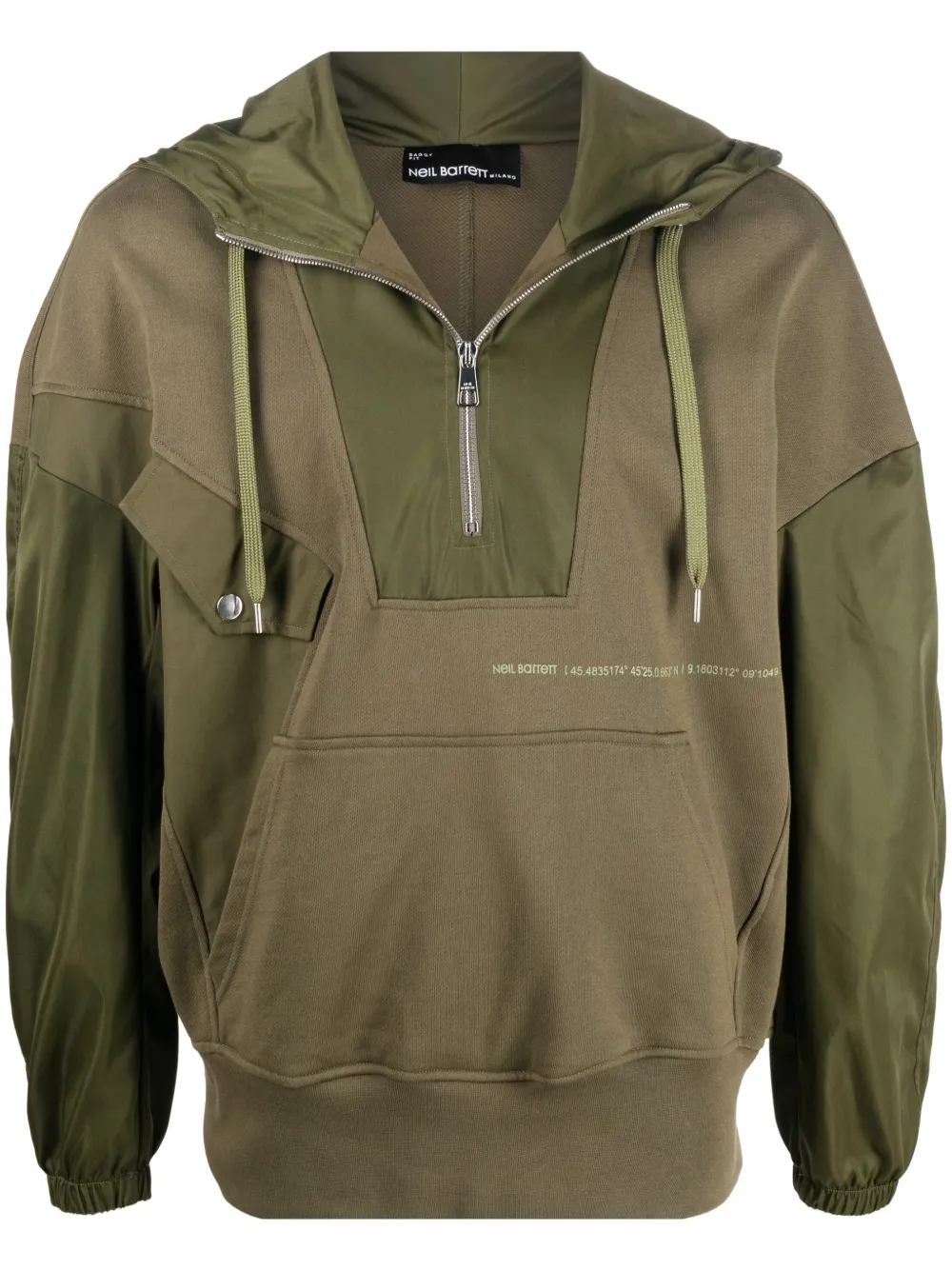 

Neil Barrett hoodie con medio cierre - Verde