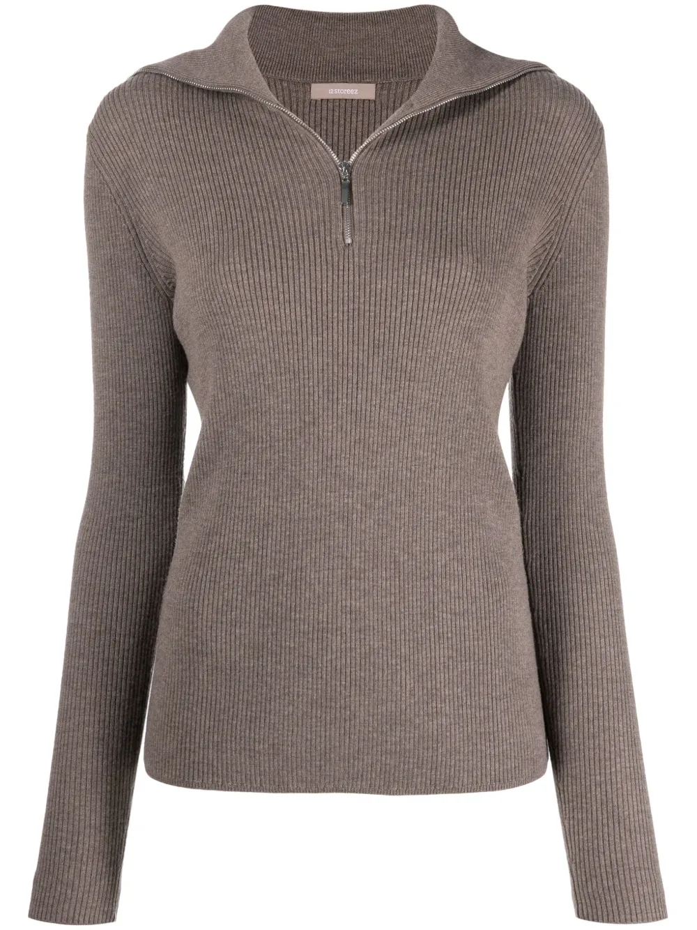 

12 STOREEZ zip-collar merino-wool jumper - Brown