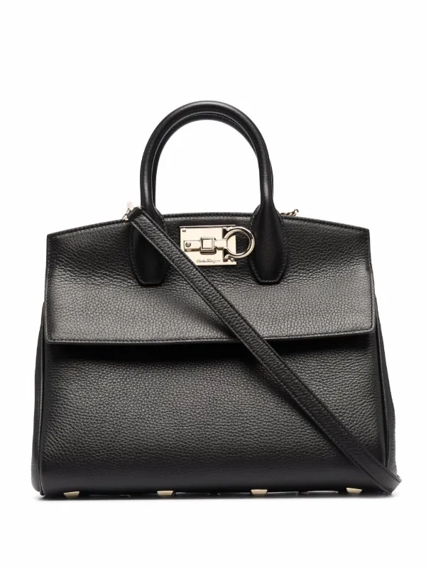 Ferragamo The Studio Leather Tote Bag Black FARFETCH AE