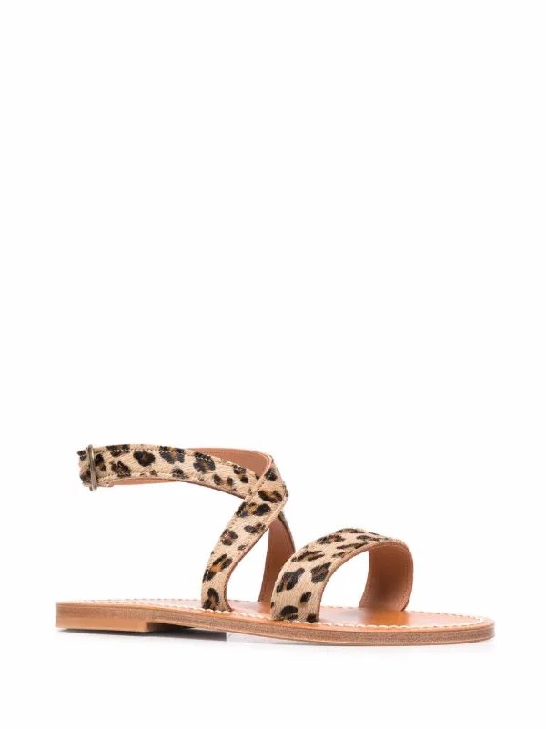 white leopard print sandals