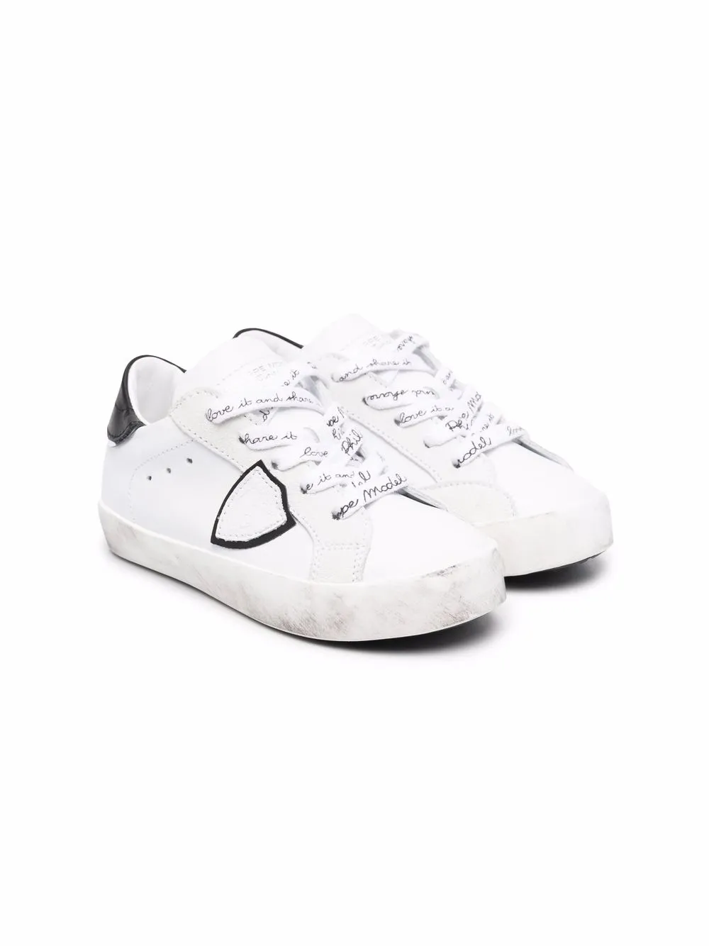 

Philippe Model Kids tenis Paris Veau con agujetas - Blanco