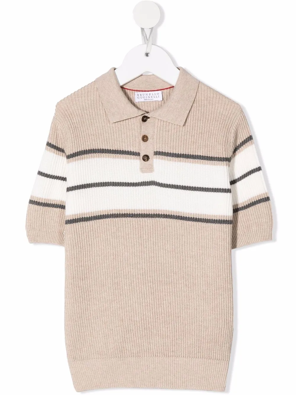 

Brunello Cucinelli Kids playera tipo polo a rayas - Neutro