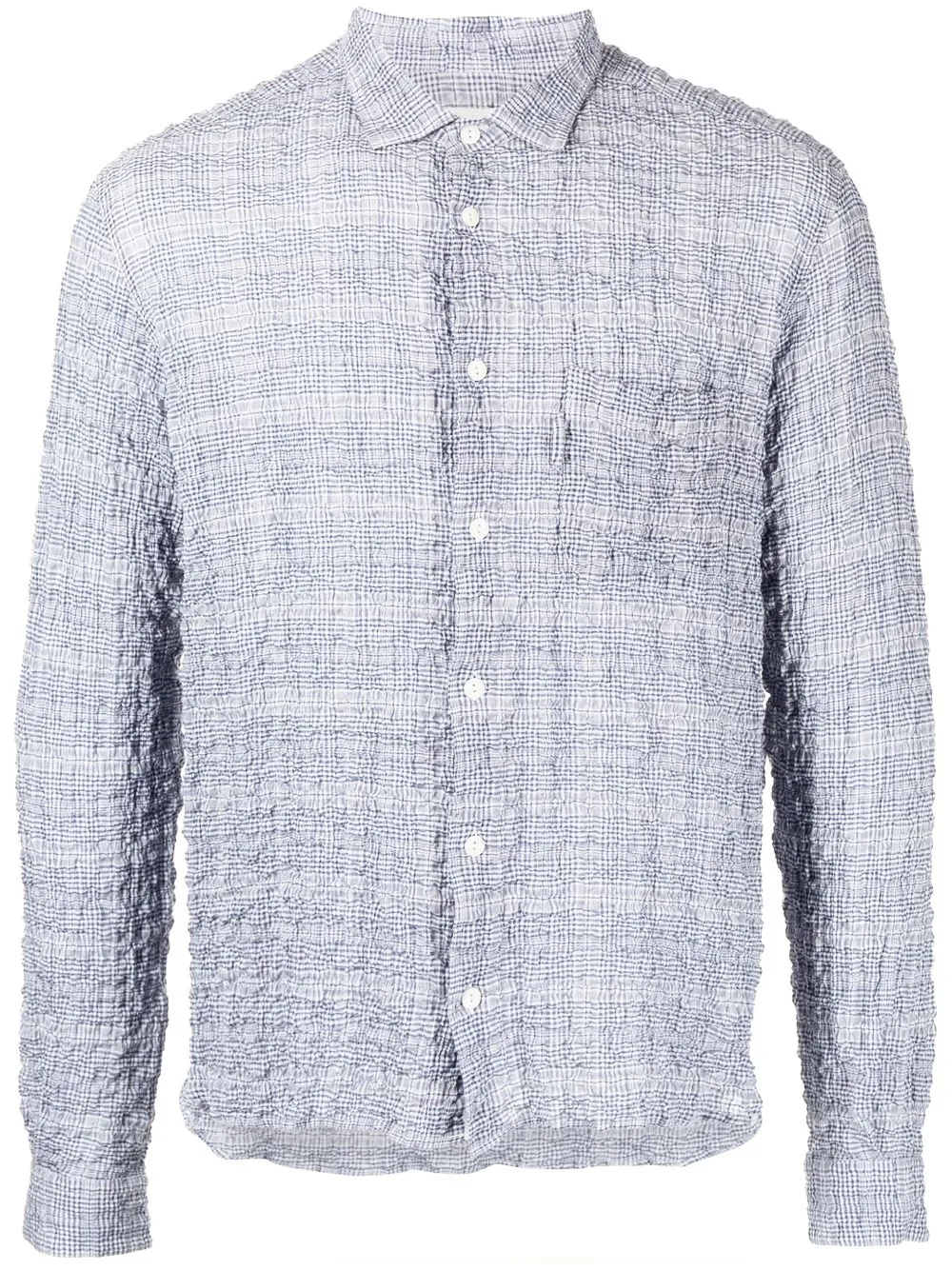 

YMC textured check-print shirt - Blue