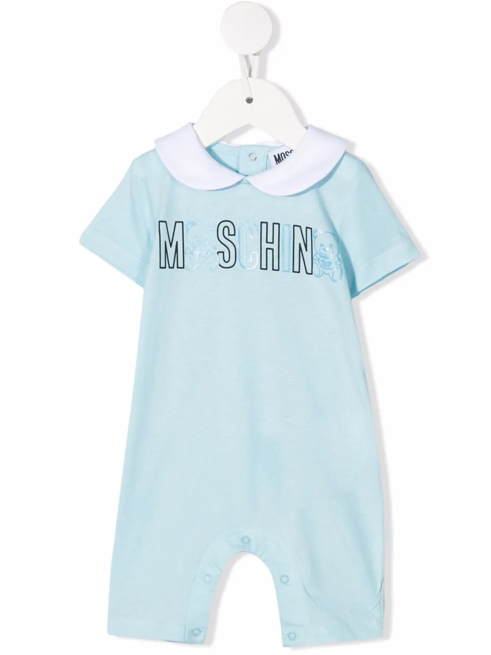 

Moschino Kids mameluco manga corta con logo estampado - Azul