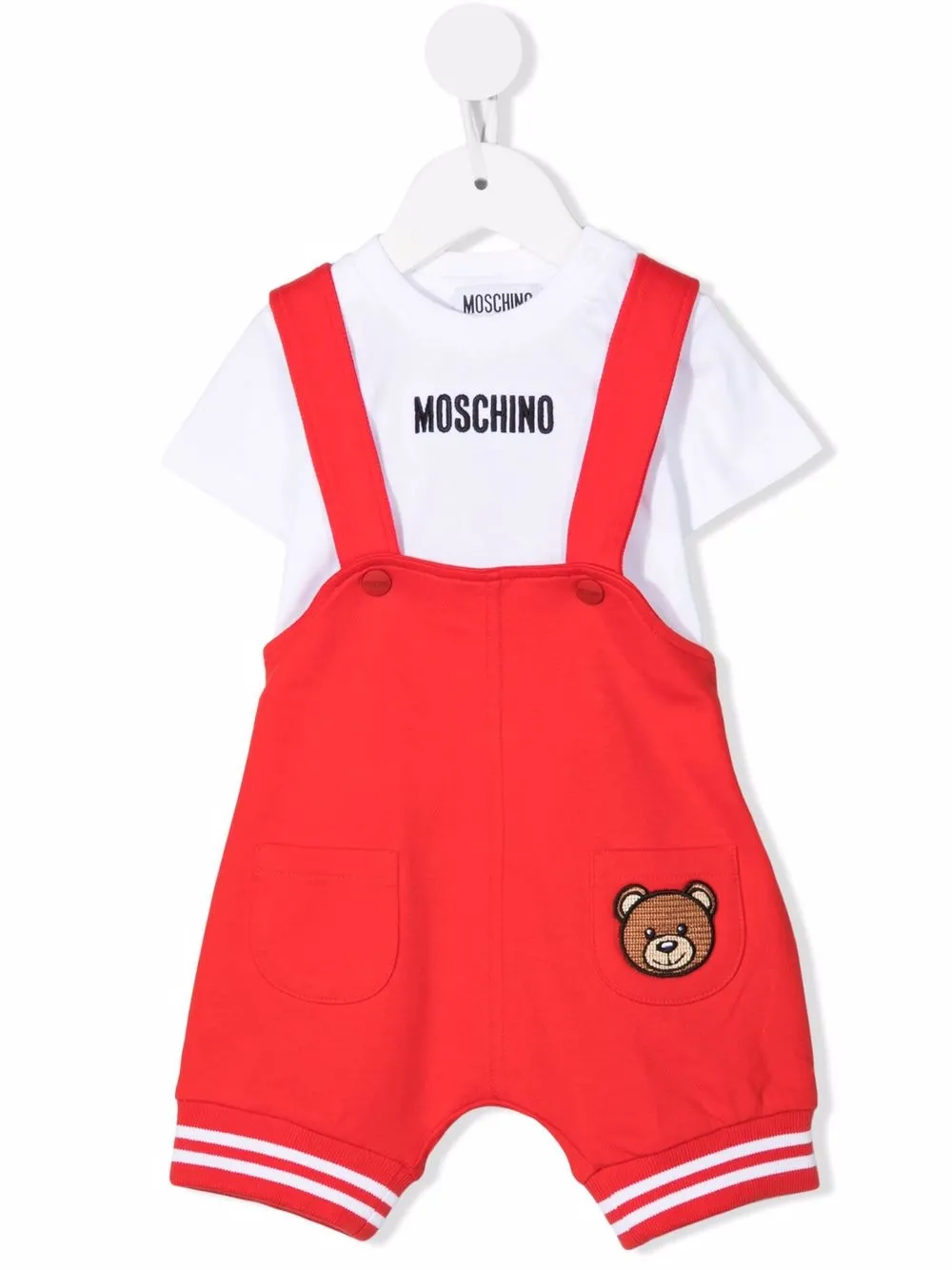 

Moschino Kids Teddy-patch dungaree set - Red