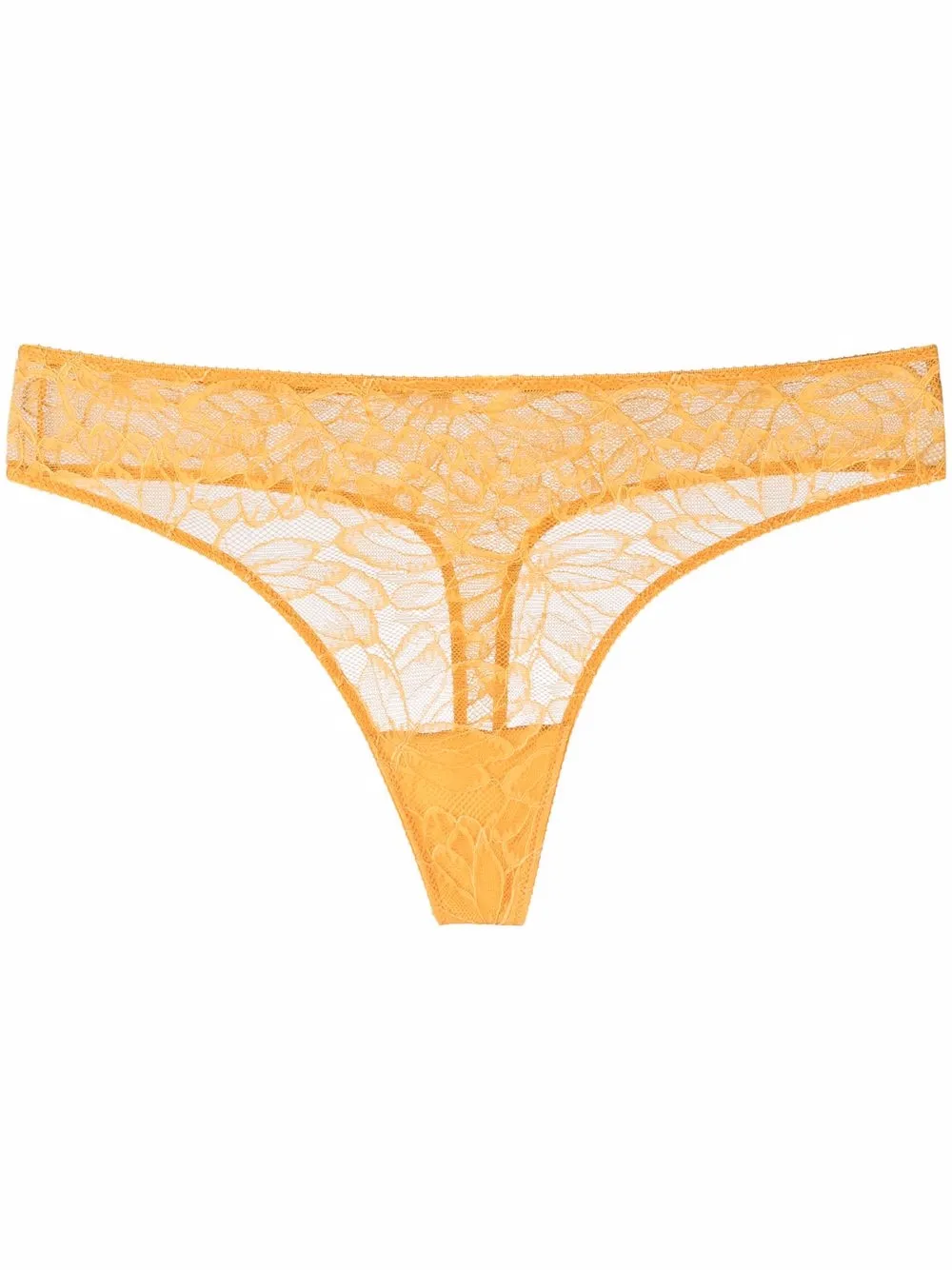 Wolford Magnolia Lace Thong In Orange