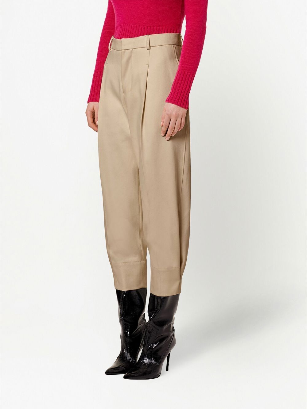 Shop Ami Alexandre Mattiussi Slouchy Cropped Trousers In Neutrals