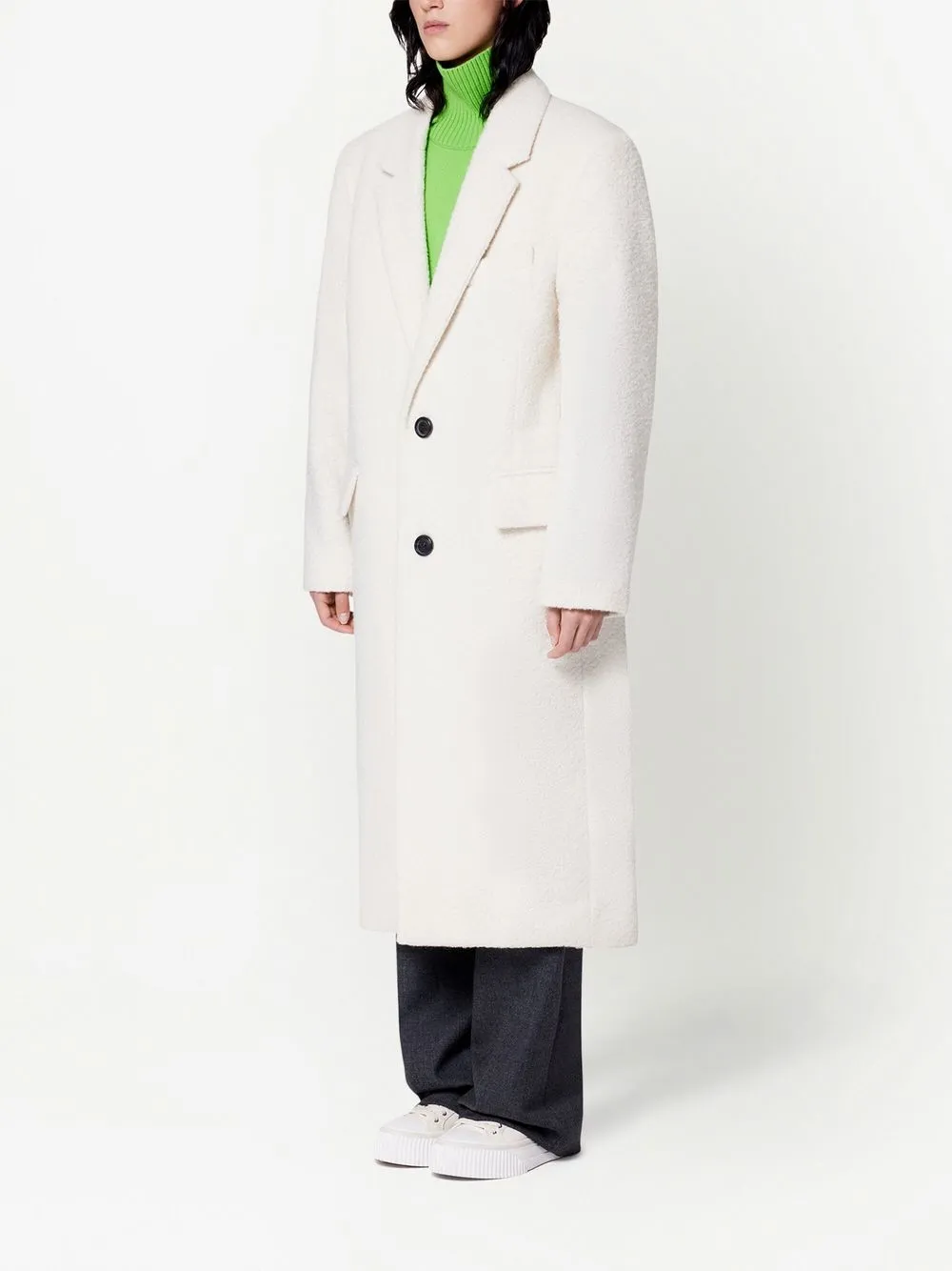 Shop Ami Alexandre Mattiussi Single-breasted Coat In 白色