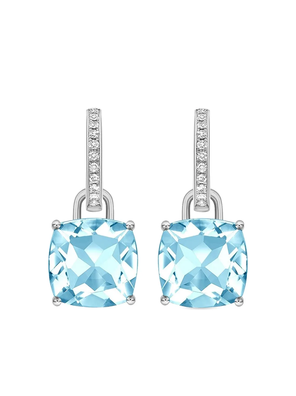 Kiki McDonough 18kt white gold Kiki Classics topaz and diamond detachable hoop earrings | Image 2