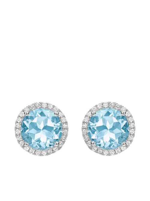Puces d'oreilles Grace en or blanc 18ct ornées de diamants et de topaze - Kiki McDonough - Modalova