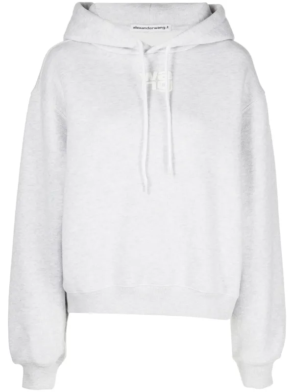 Alexander Wang Rubberised Logo Cotton Hoodie Farfetch