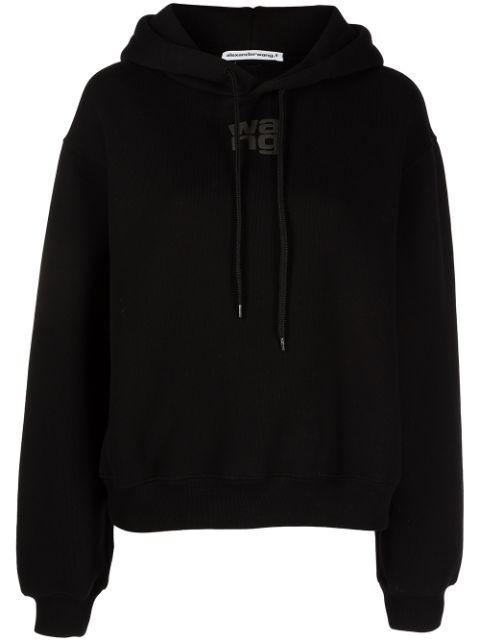 Affordable Alexander Wang rubberised logo cotton hoodie Women