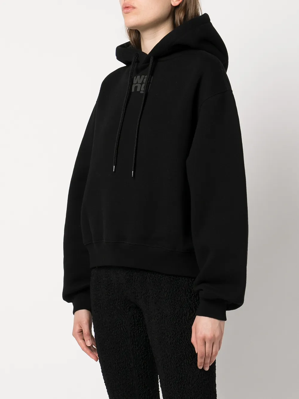 Alexander Wang Rubberised Logo Cotton Hoodie - Farfetch