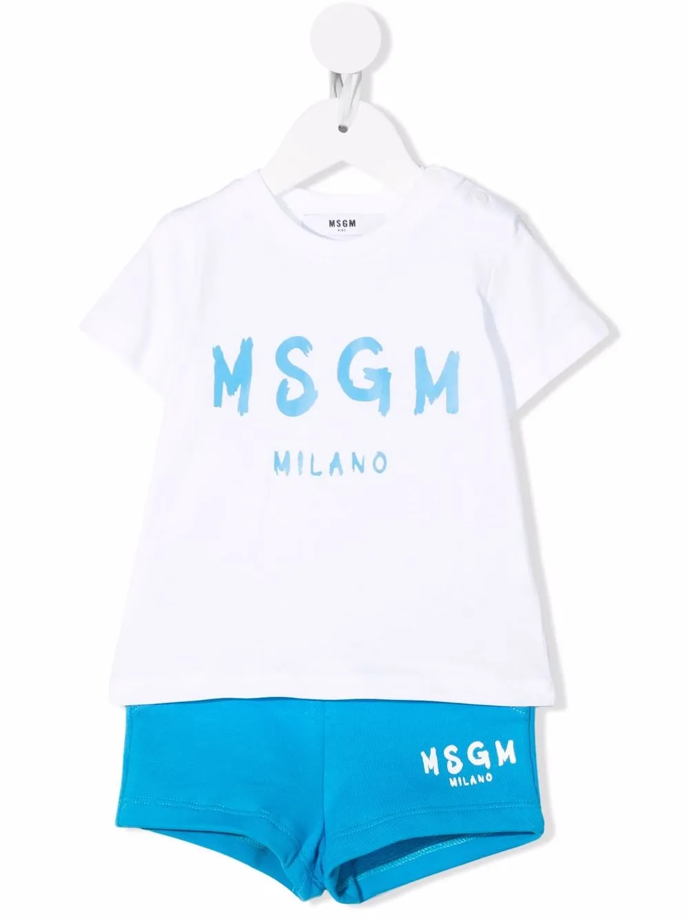 

MSGM Kids set de shorts y playera con logo estampado - Azul