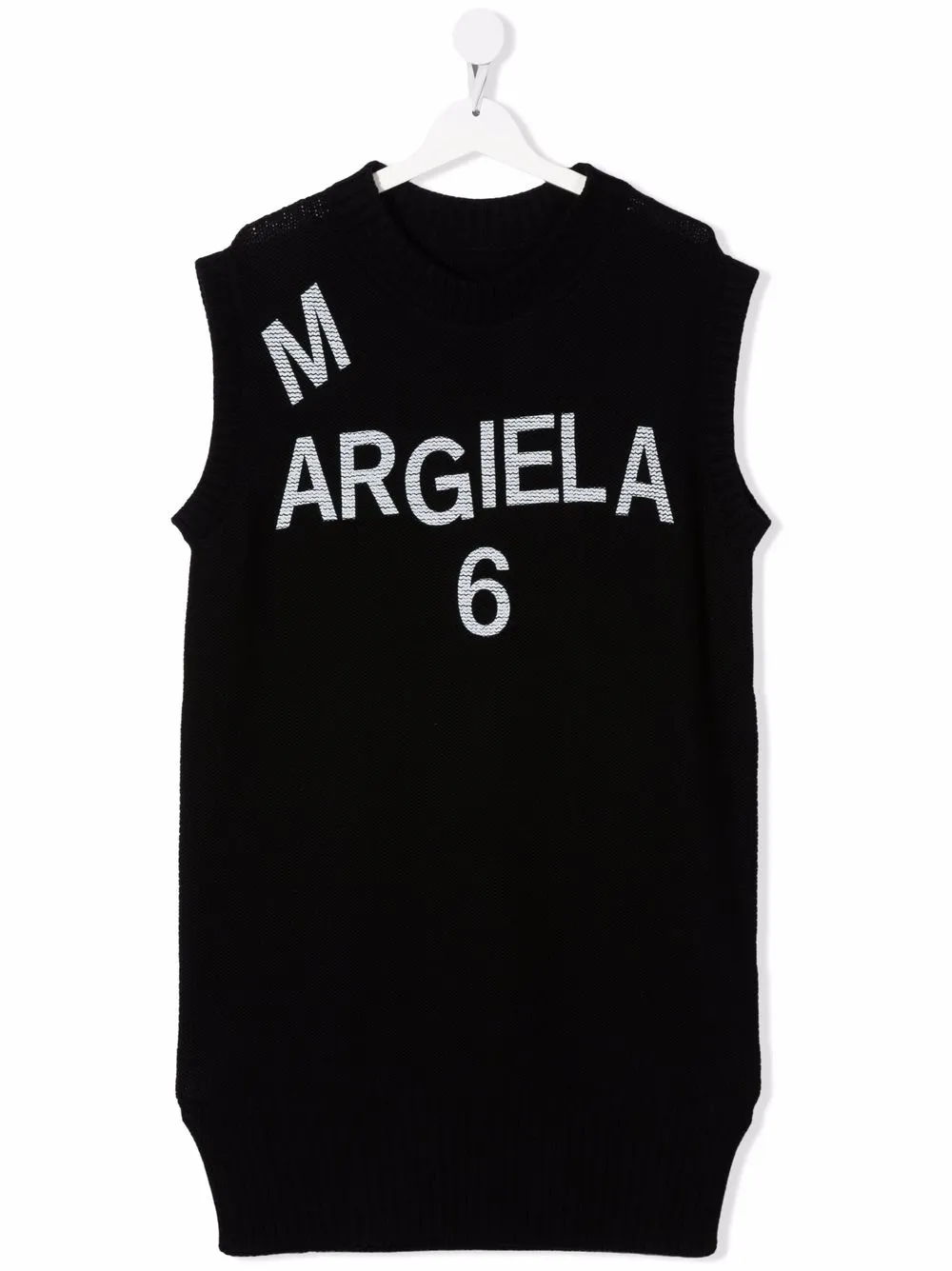 

MM6 Maison Margiela Kids vestido de tejido sin mangas con logo - Negro