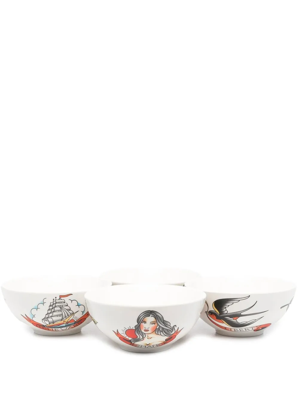 

POLSPOTTEN tattoo set of 4 salad bowls - White