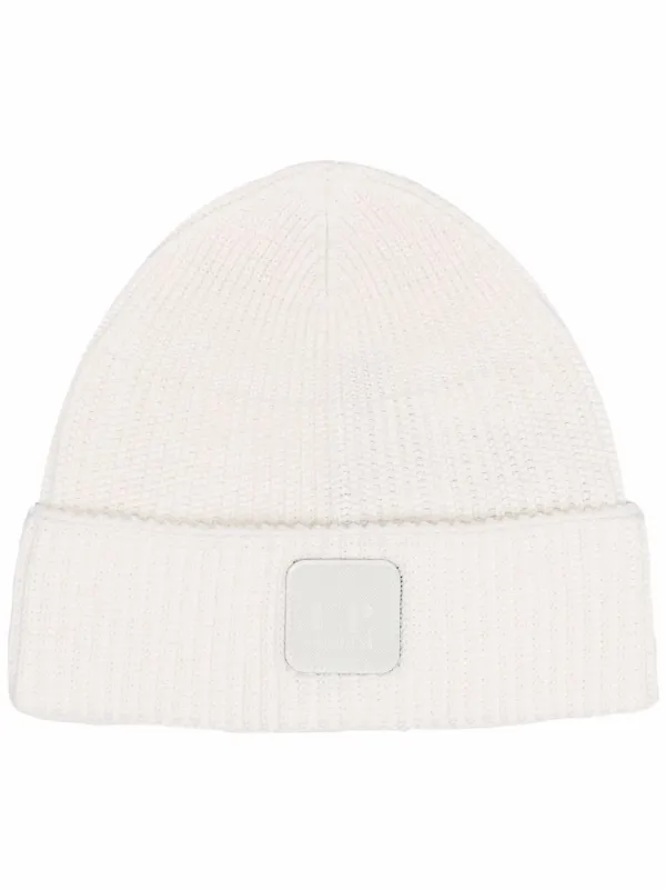 C.P. Company Logo Patch Ribbed Beanie 