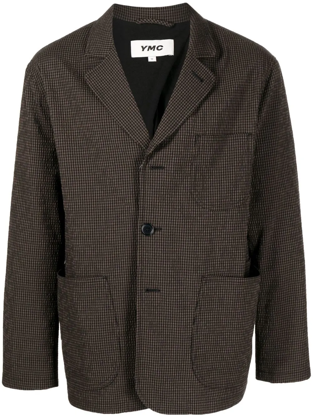 

YMC gingham-check print blazer - Brown