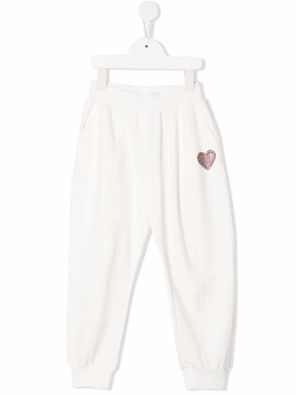 

Monnalisa heart-stud logo-print joggers - White