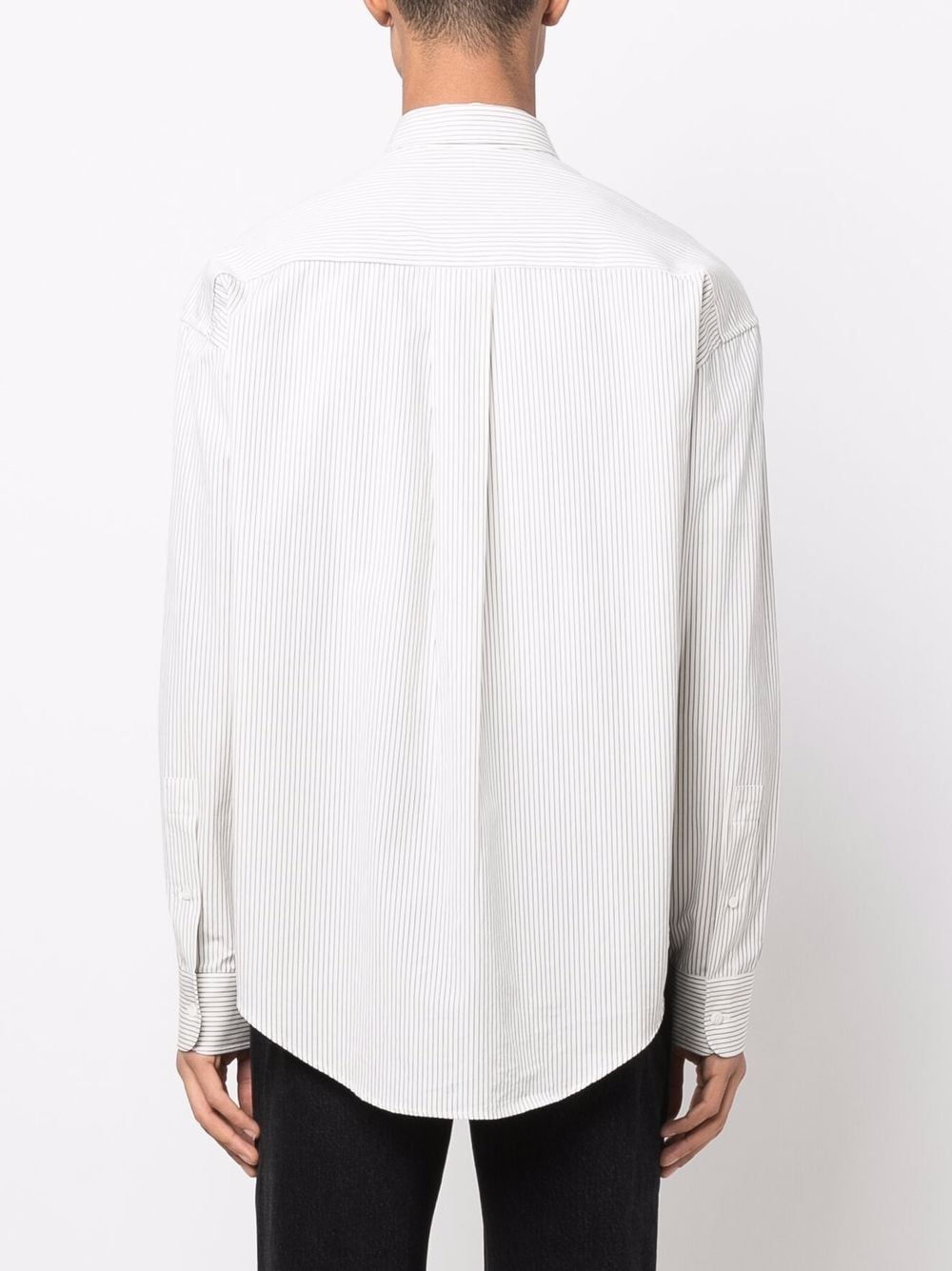 Shop Ami Alexandre Mattiussi Pinstripe Button-up Shirt In White