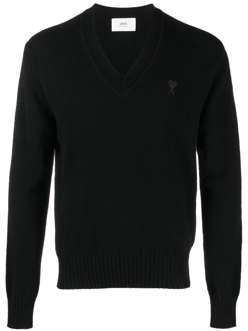AMI Paris V-neck knitted jumper - Black