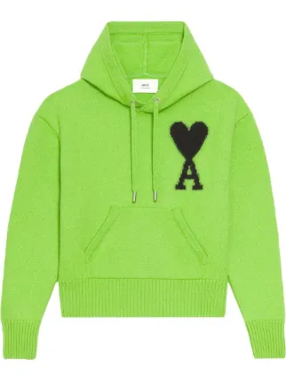 AMI Paris Ami De Coeur Hoodie | Green | FARFETCH UK