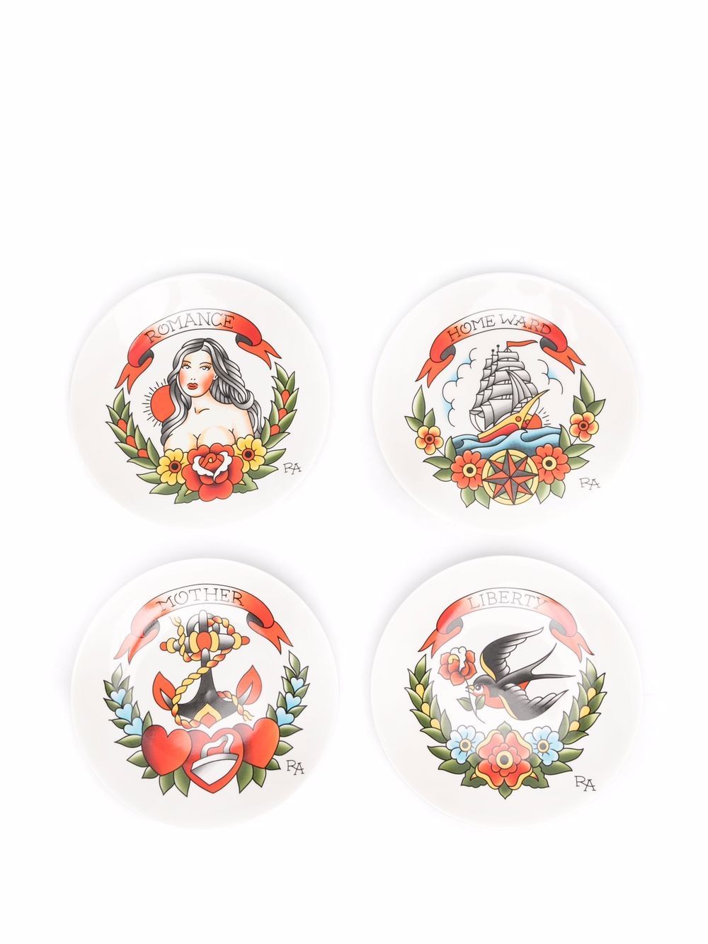 Shop Pols Potten Tattoo Side Plates Set Of 4 In White