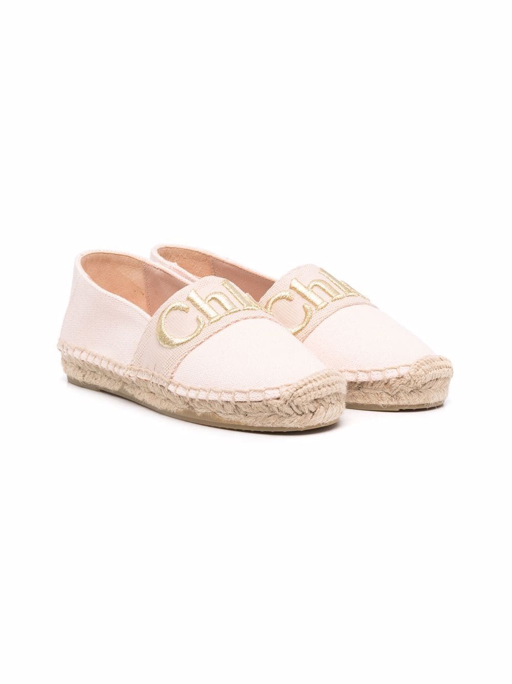 

Chloé Kids alpargatas con logo bordado - Rosado