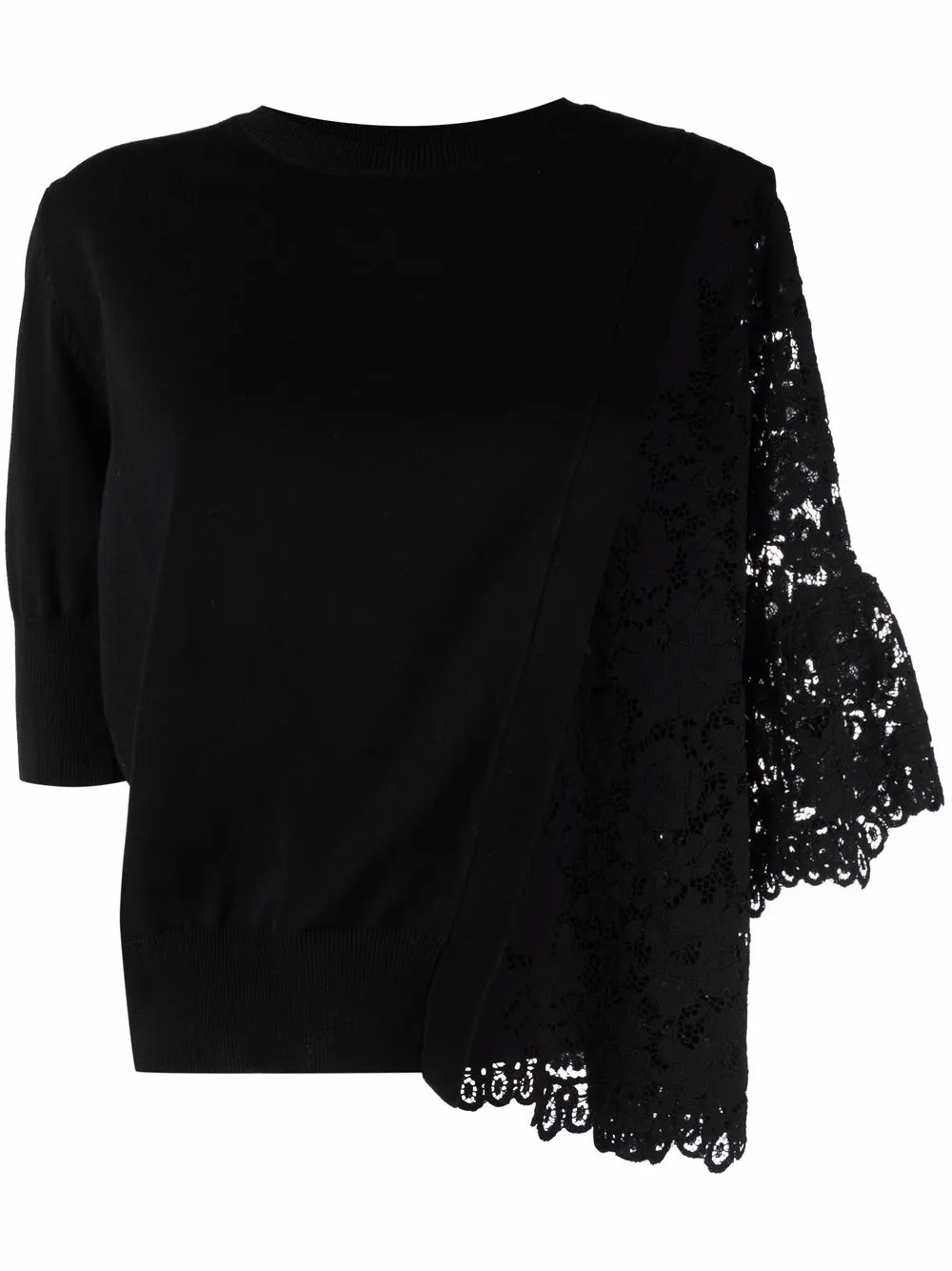 

TWINSET lace-panel knitted top - Black