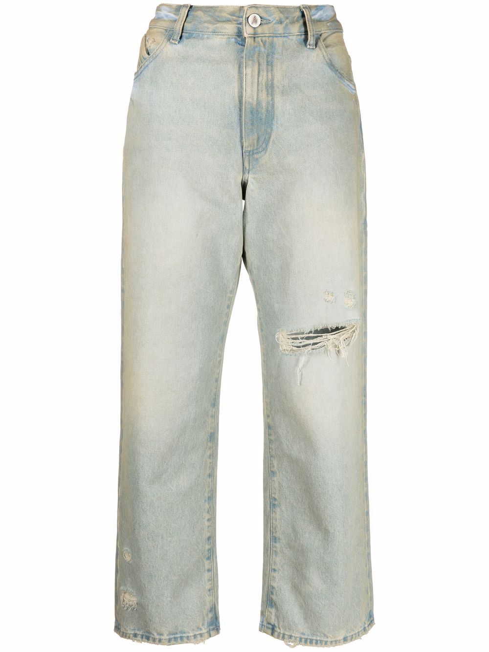 distressed effect wide-leg jeans