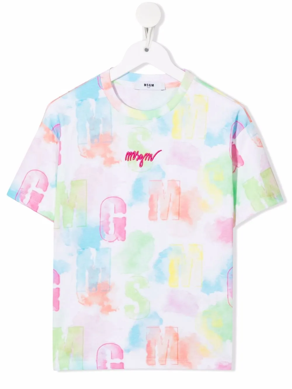 

MSGM Kids logo-embroidered tie-dye T-shirt - Blue