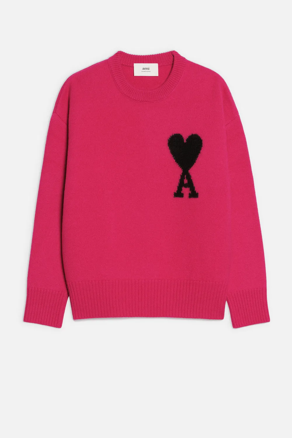 Ami Alexandre Mattiussi Ami De Coeur Intarsia Crewneck Knitted Jumper In Pink