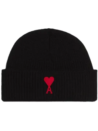 AMI  Paris Ami De Coeur Embroidered Wool Beanie