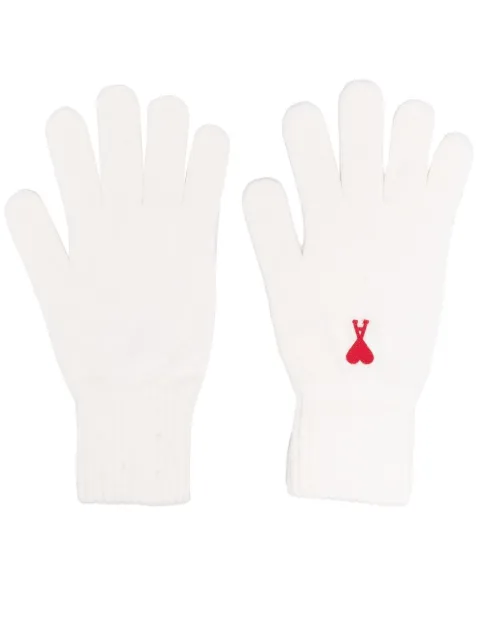 AMI Paris logo-embroidered merino gloves