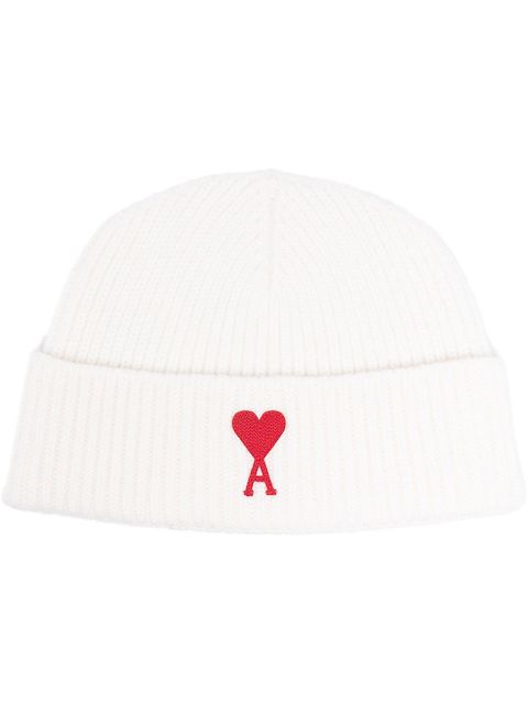 AMI Paris Ami de Coeur ribbed beanie