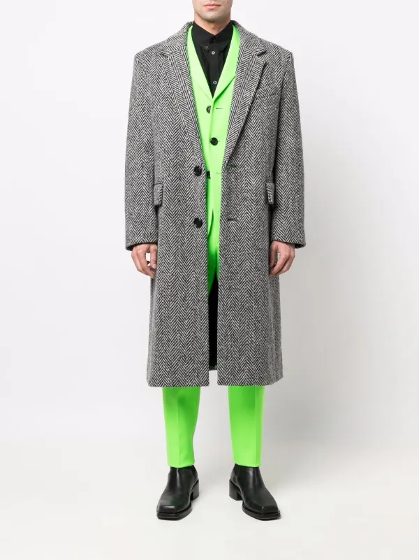 AMI Paris chevron-pattern single-breasted Coat | Grey | FARFETCH